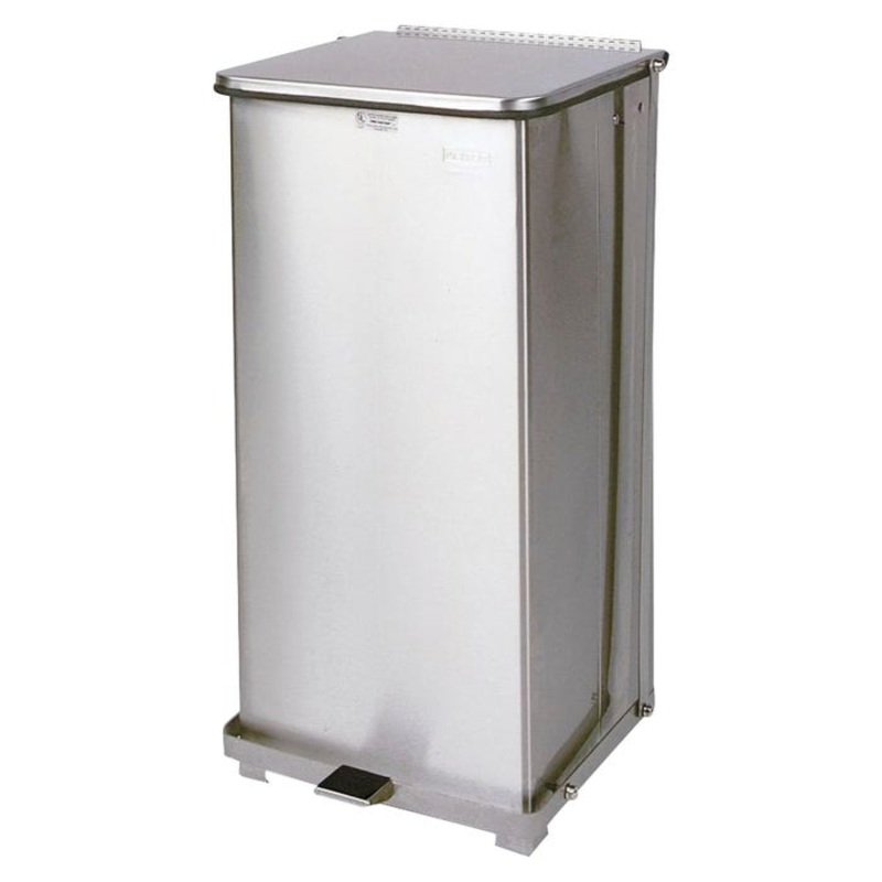 Rubbermaid Commercial Defenders Square Step Can, f/Indoor Waste, 24 Gallon, Stainless Steel
