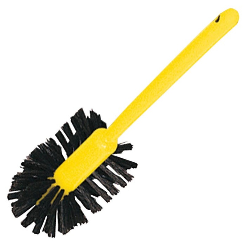 Rubbermaid Commercial Plastic Handle Toilet Bowl Brush, 17 Inches Long, Brown/Yellow