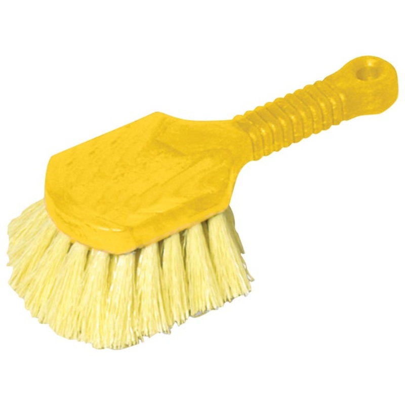 Rubbermaid Commercial Short Handle Utility Scrub Brush, 8-Inch Handle, Plastic, Yellow