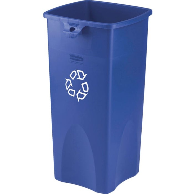 Rubbermaid Open Top Square Recycling Container, 23 Gallons, Plastic, Blue