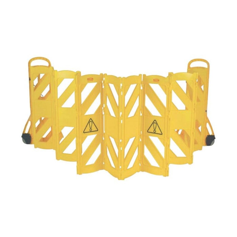 Rubbermaid Portable Mobile Barrier, 24 in W X 40 in H X 13 in D, 13 ft Expands, Yellow