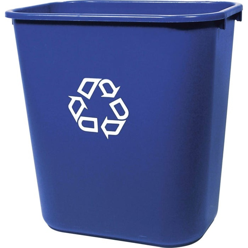 Rubbermaid Rectangle Recycling Container, 28-1/8 Quart, Plastic, Blue