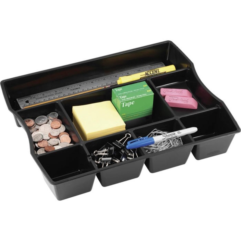 Rubbermaid Regeneration Drawer Organizer, 2-1/2 in H X 14-7/8 in W X 11-7/8 in D, 9 Compartments, Plastic, Black