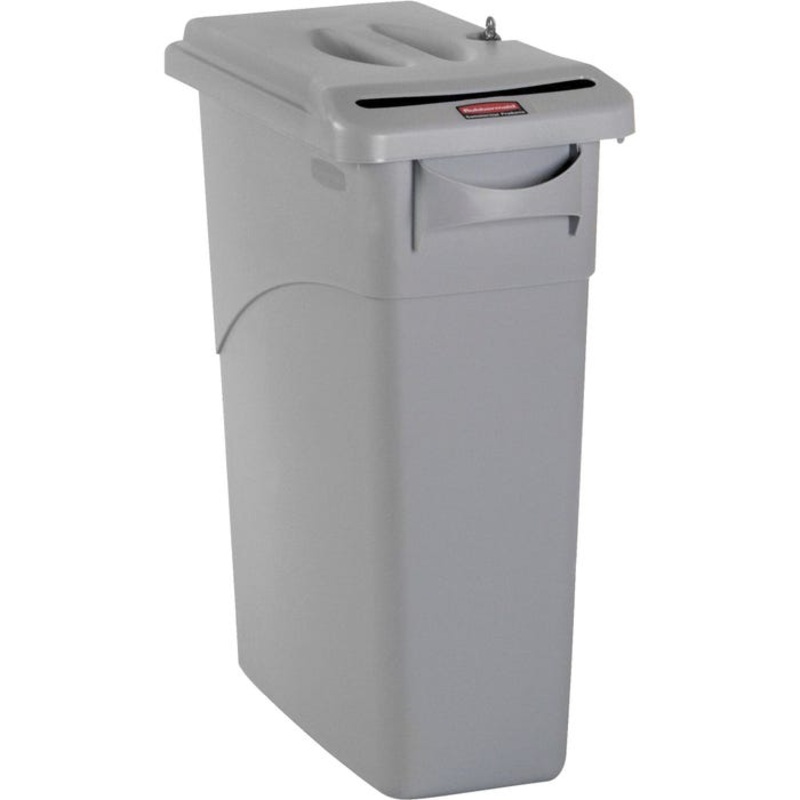 Rubbermaid Slim Jim Confidential Document Container with Locking Lid, 23 Gallon, Gray