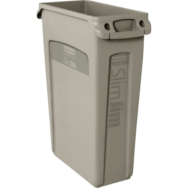 Rubbermaid Slim Jim Waste Container with Venting Channel, 23 Gallon, Beige