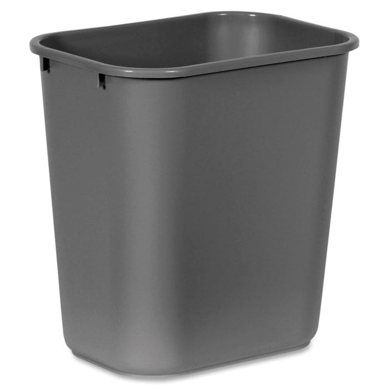 Rubbermaid Standard Rectangle Waste Basket, 28-1/8 Quart, Plastic, Gray