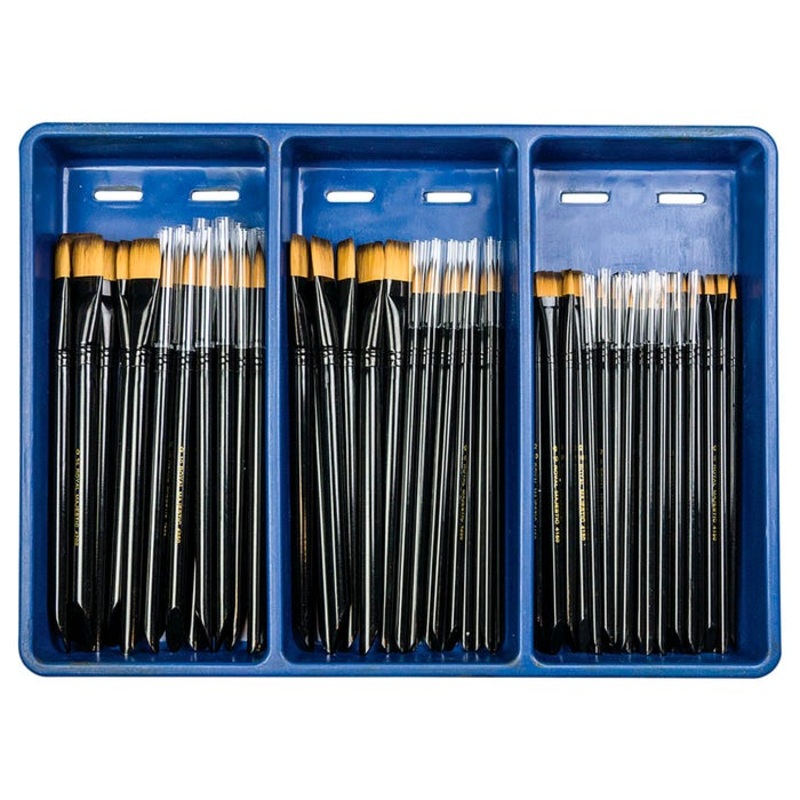 Royal & Langnickel Majestic Variety Classroom Brush Set, Assorted Sizes, Set of 72 and 1 Drying Tray