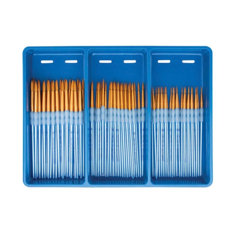 Royal & Langnickel Scholastic Choice Polymer Handle Gold Taklon Round Set, Set of 72