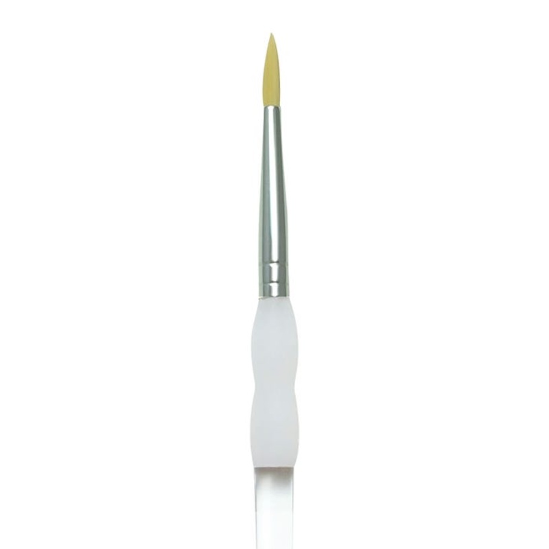 Royal & Langnickel Soft Grip Round Golden Taklon Fiber Non-Slip Rubber Grip Acrylic Handle Paint Brush, Size 3, Pack of 12