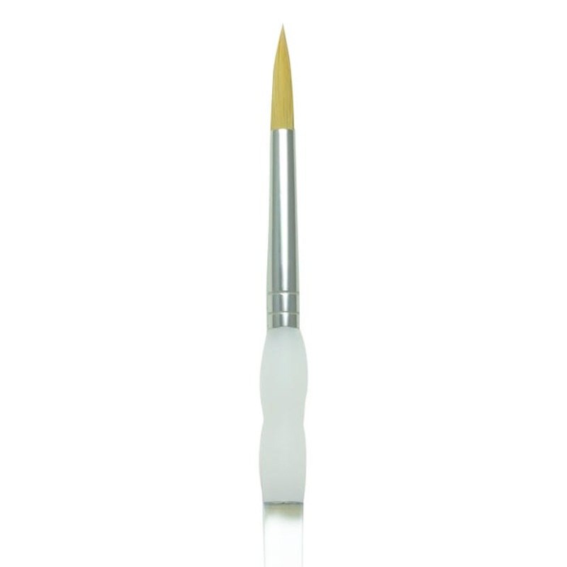 Royal & Langnickel Soft Grip Round Golden Taklon Fiber Non-Slip Rubber Grip Acrylic Handle Paint Brush, Size 6, Pack of 12