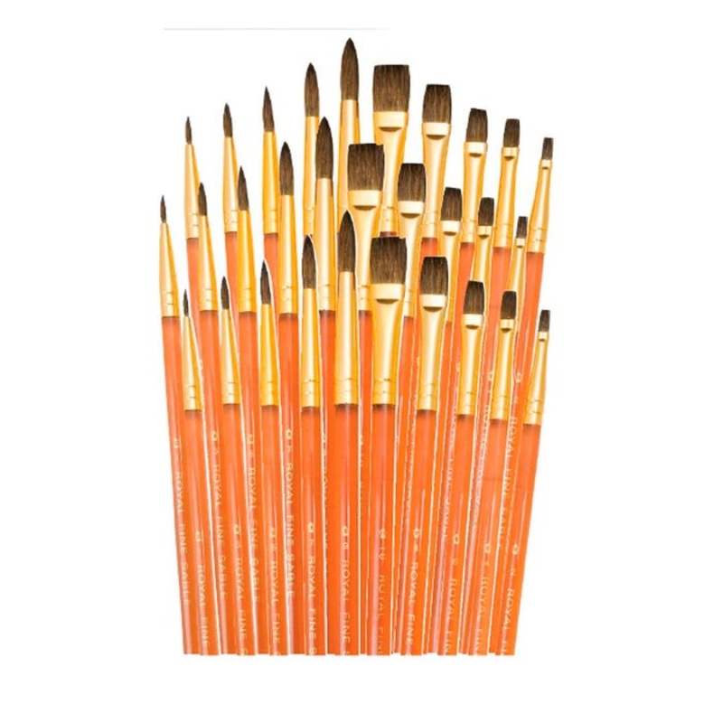 Royal & Langnickel Soft Natural Hair Acrylic Handle Brushes, Set of 30