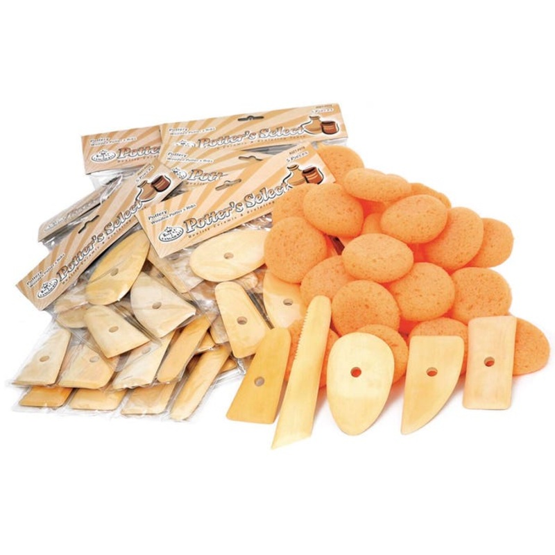 Royal & Langnickel Wood Rib and Sponge Value Pack, Assorted Size, Pack of 84