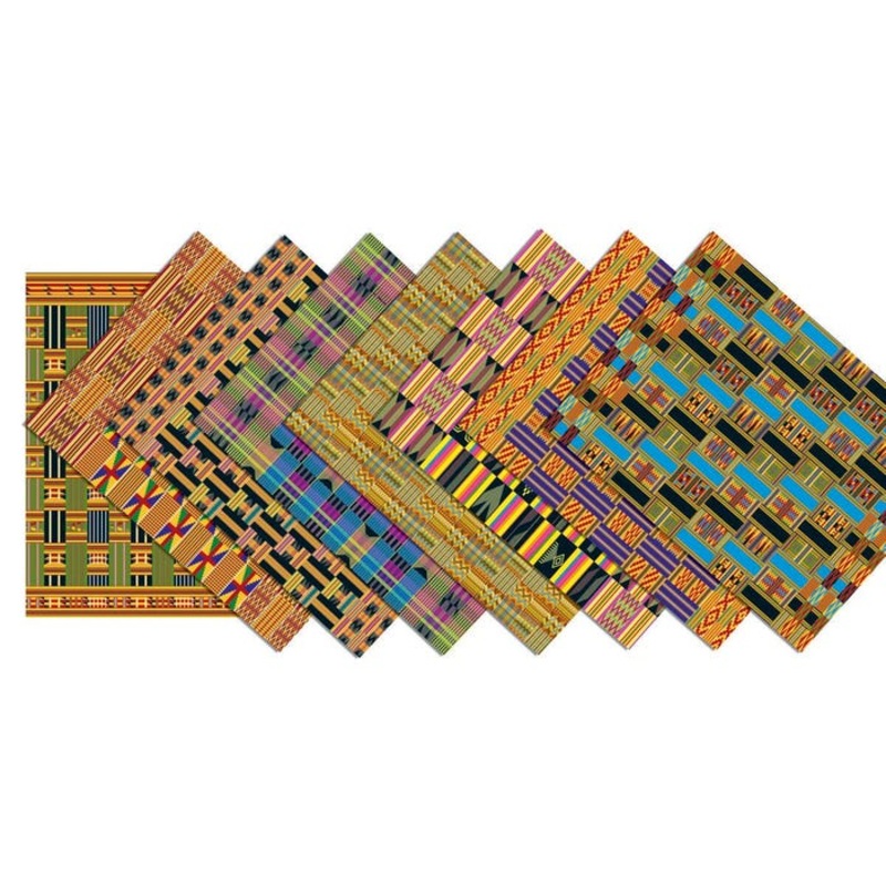 Roylco Assorted Design African Textile Paper, 8-1/2 x 11 Inches, Pack of 32