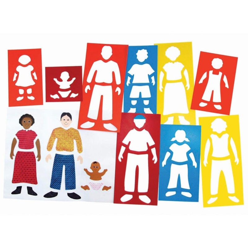 Roylco Fabulous Family Portrait Stencils and Plates, Assorted Sizes, Set of 9
