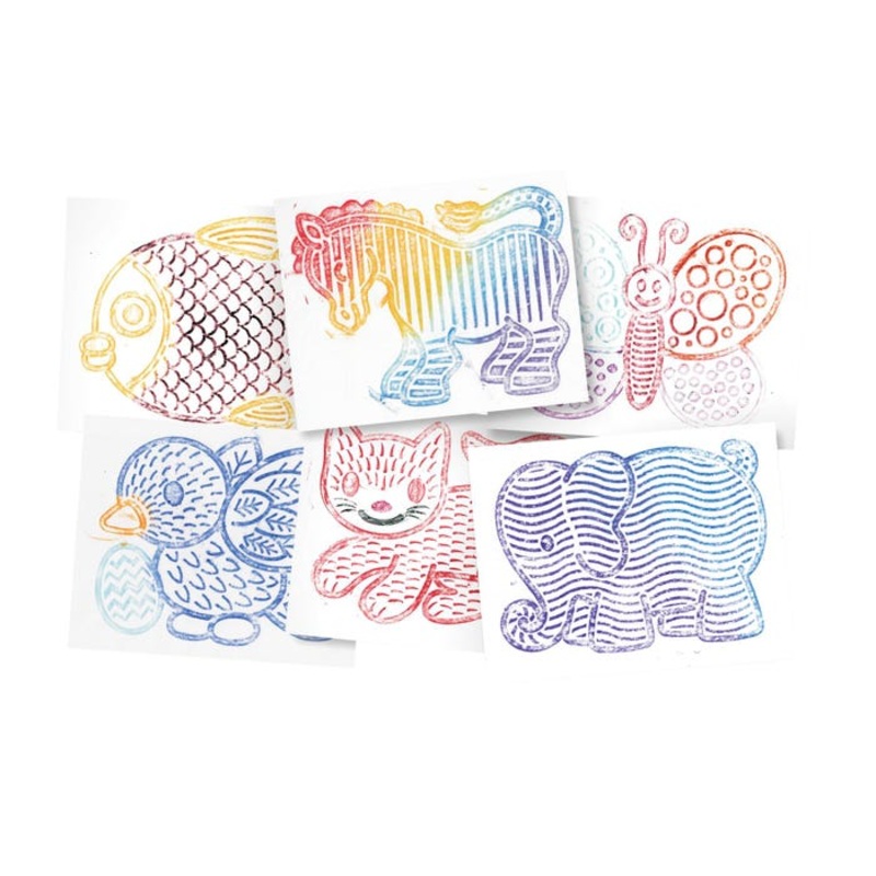 Roylco Junior Animal Rubbing Plates, 8-1/2 x 11 Inches, Set of 6