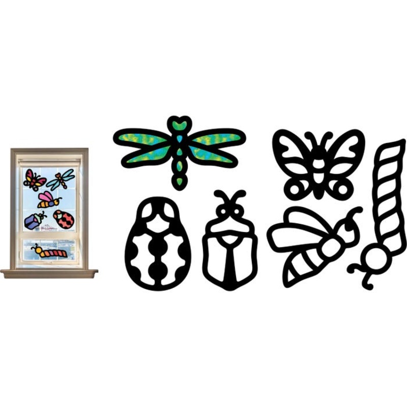 Roylco Junior Bug Stained Glass Frames, Assorted Designs, Pack of 24