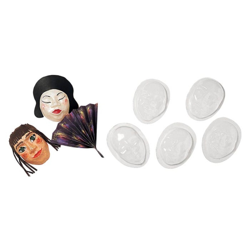 Roylco Make-A-Mask Multi-Cultural Mask Forms, 3-1/2 x 7-1/2 x 5-1/2, Clear, Set of 10