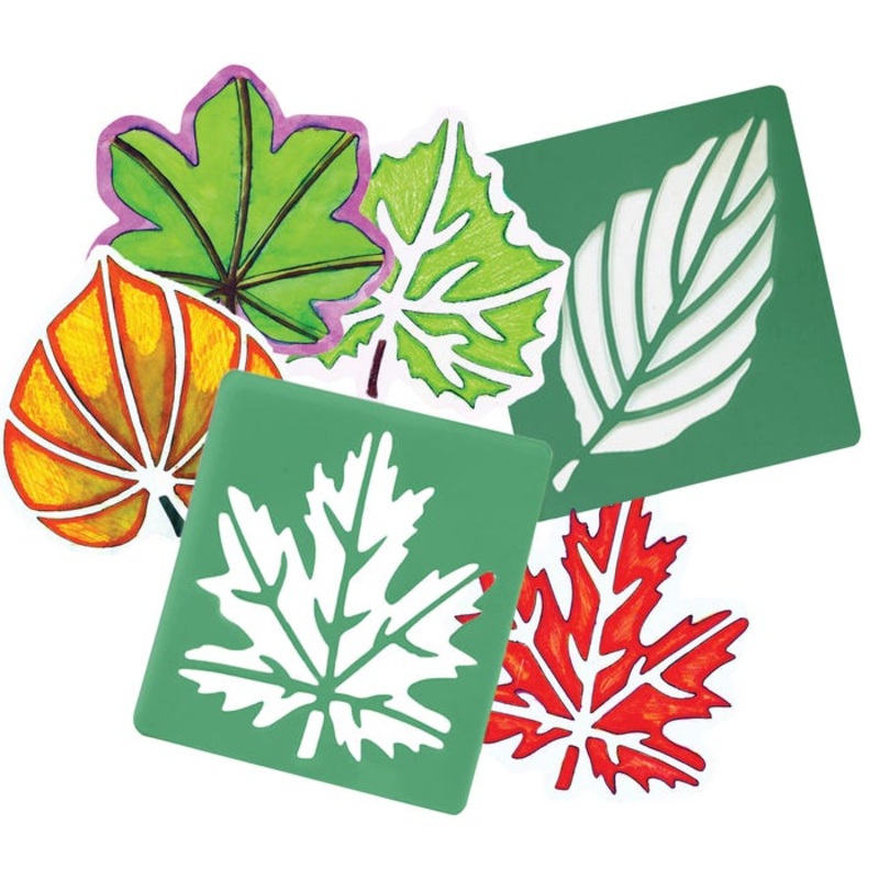Roylco Perfect Leaf Stencil Set, 8 x 8 Inches, Set of 12