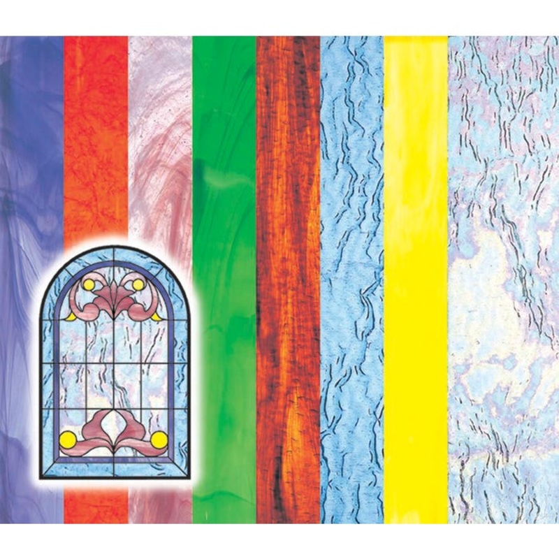 Roylco Stained Glass Craft Paper, 5-1/2 x 8-1/2 Inches, Assorted Colors, Pack of 24