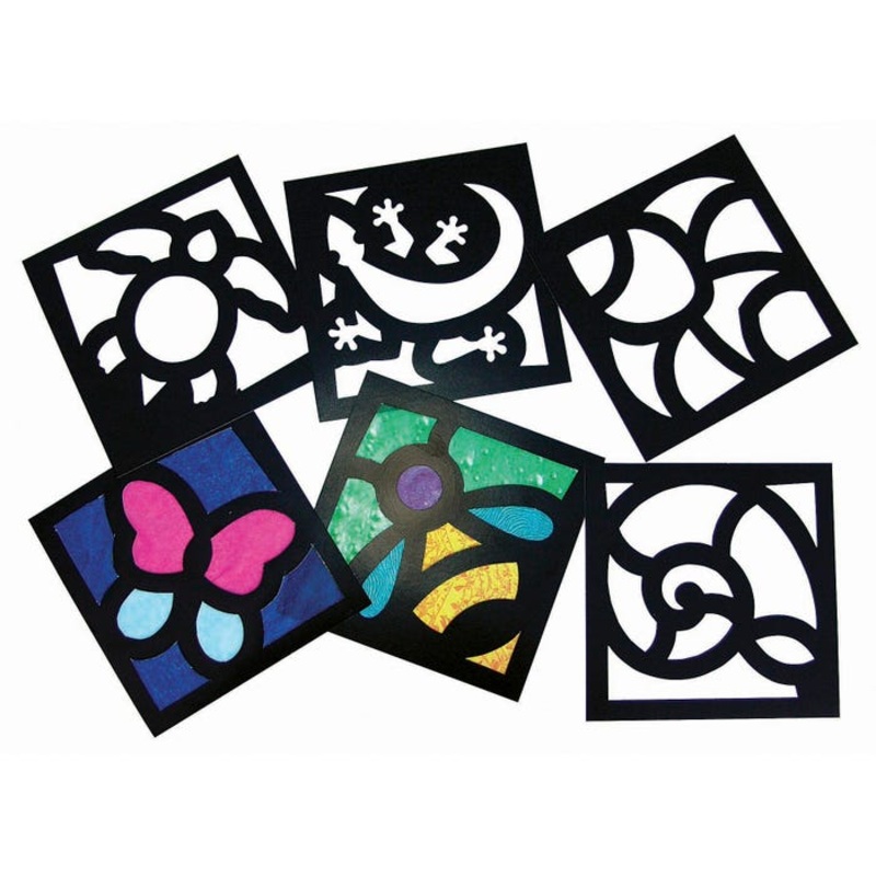 Roylco Stained Glass Frames, 6 x 6 Inches, Air, Land and Water Creatures, 24 Pieces