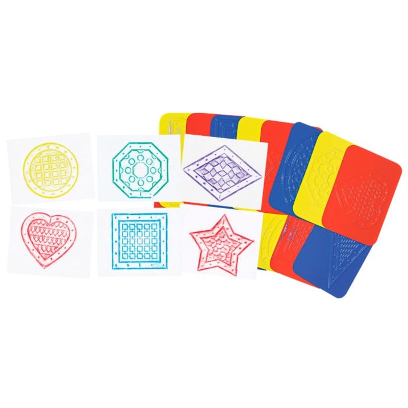 Roylco Teach Me Shapes Rubbing Plates, 4 x 5-1/4 Inches, Set of 16