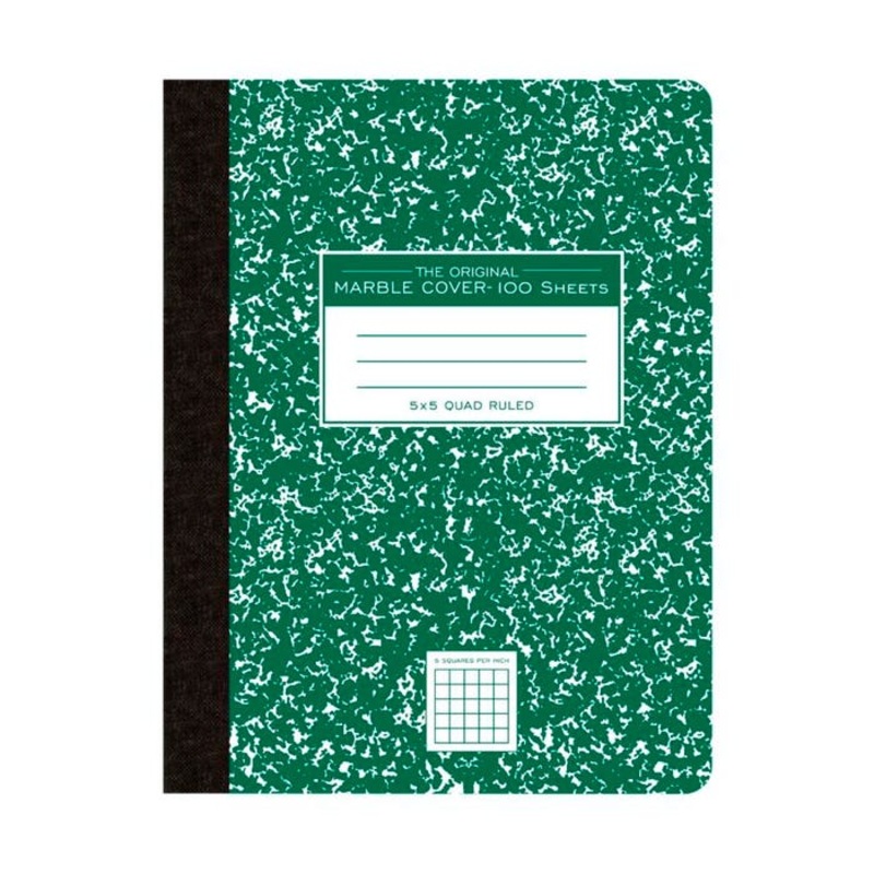 Roaring Spring Composition Book, Graph Ruled, 9-3/4 x 7-1/2 Inches, Green Marble