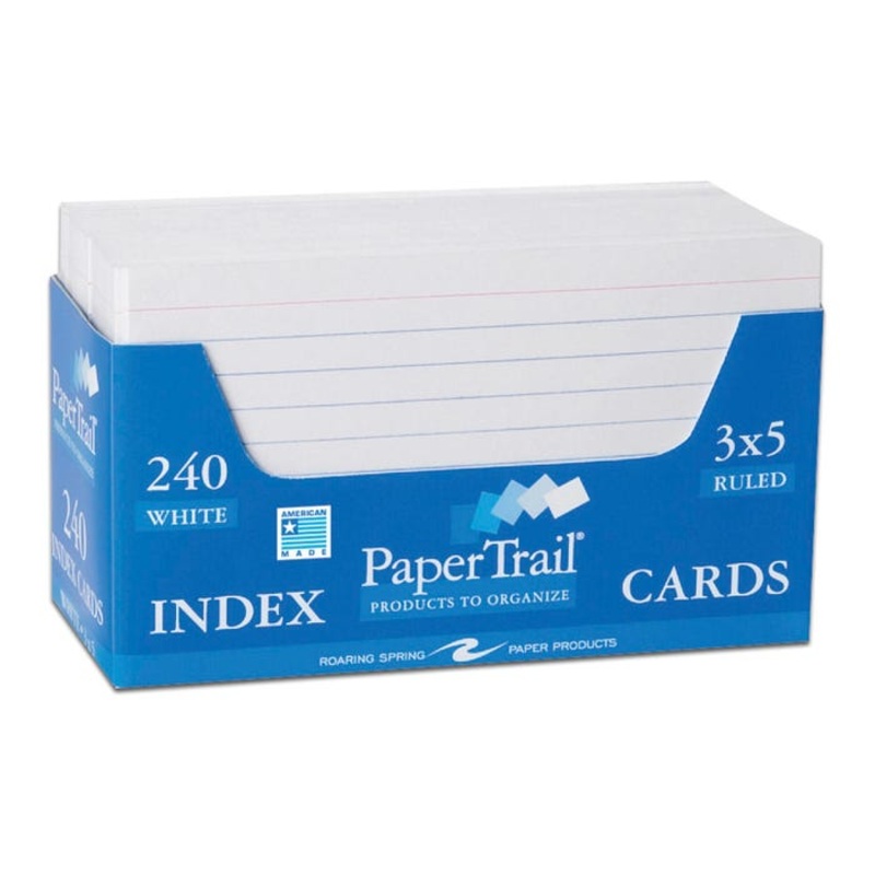 Roaring Spring Dispenser Tray Ruled Index Cards, 3 x 5 Inches, White, Pack of 240