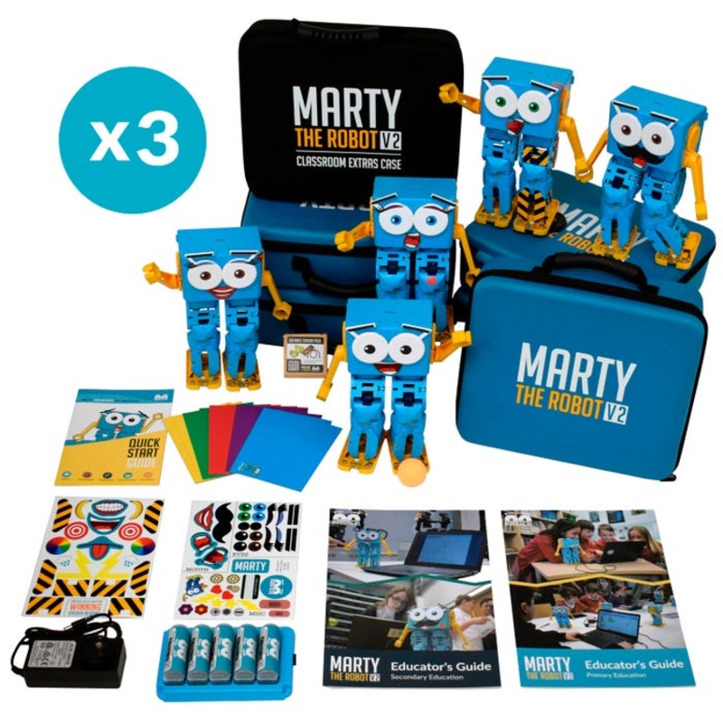 Robotical Marty the Robot V2, Bundle of 15, Plus Classroom Extras