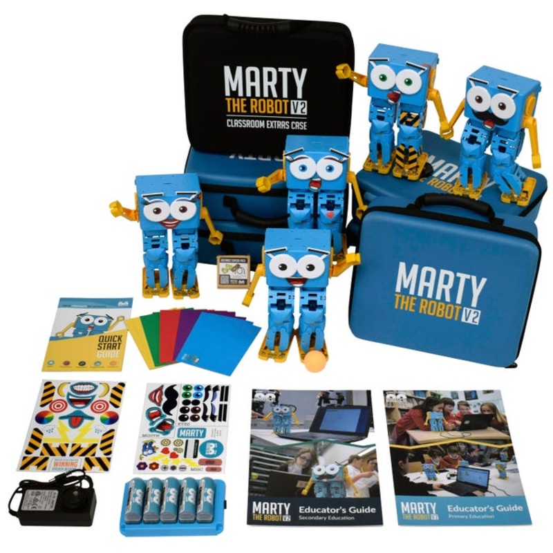 Robotical Marty the Robot V2, Bundle of 5, Plus Classroom Extras