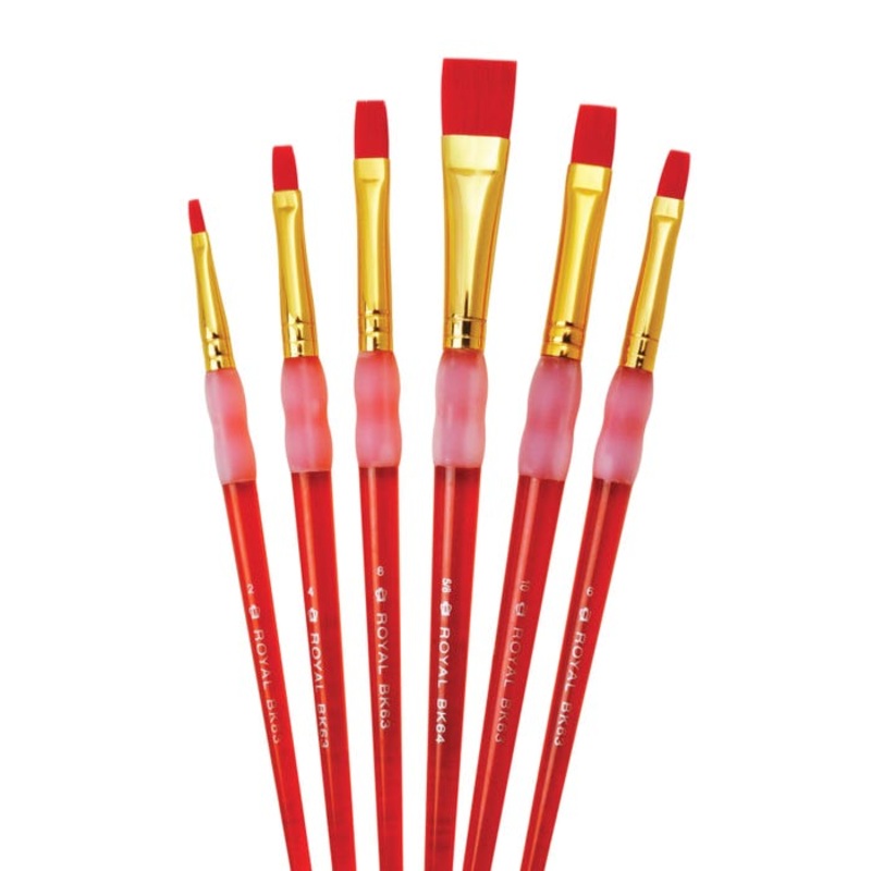 Royal & Langnickel Big Kids Choice Brush Set, Shader Short Handle, Assorted Sizes, Set of 6