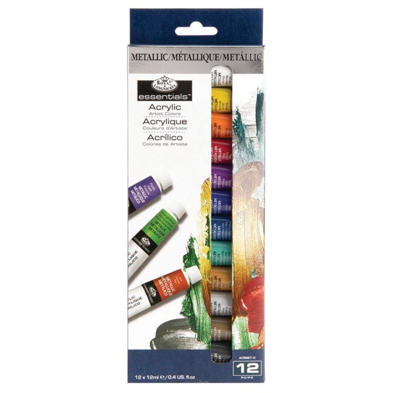 Royal & Langnickel Essentials Acrylic Paint 0.4 Ounce, Assorted Metallic Colors, Set of 12