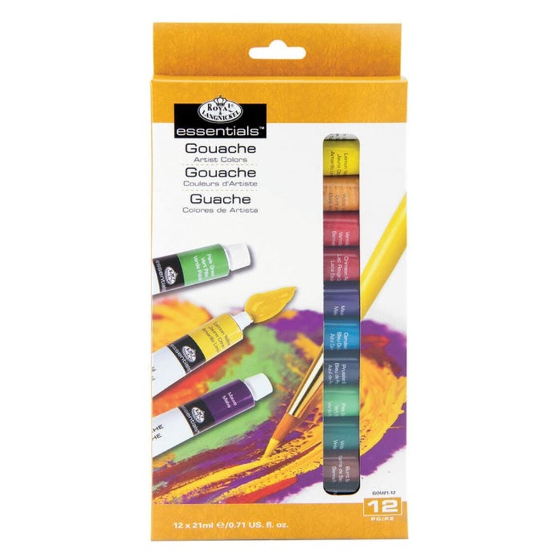 Royal & Langnickel Essentials Gouache 0.71 Ounce Tubes, Assorted Colors, Set of 12