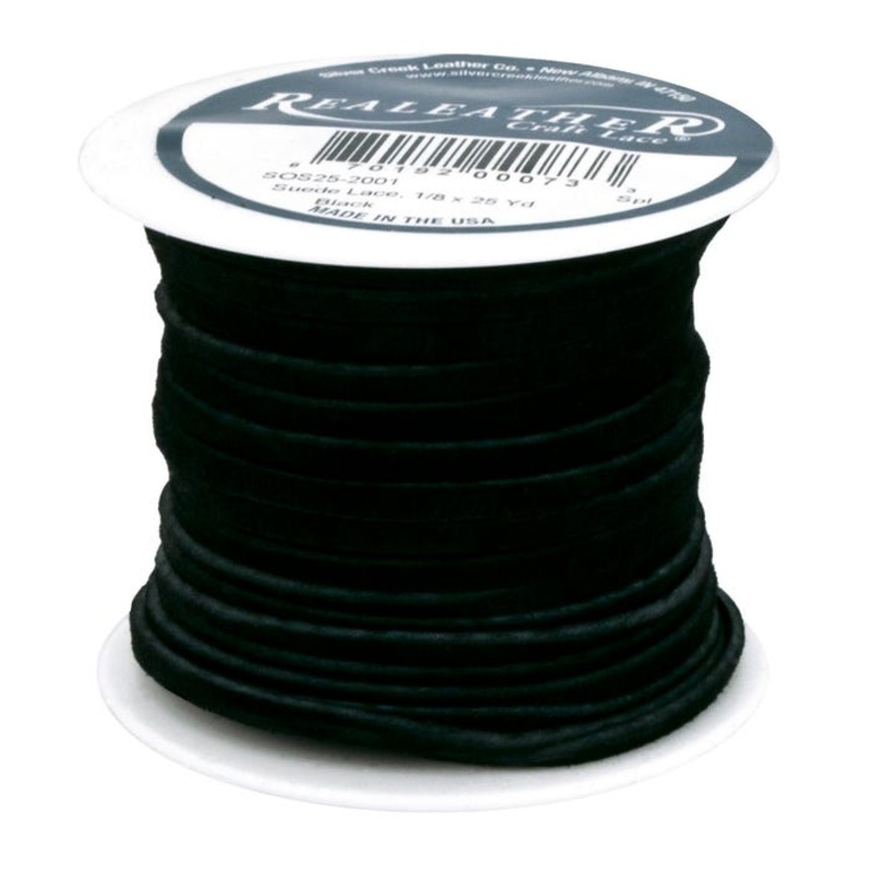 ReaLeather Leather Suede Lacing, 1/8 Inch x 25 Yards, Black