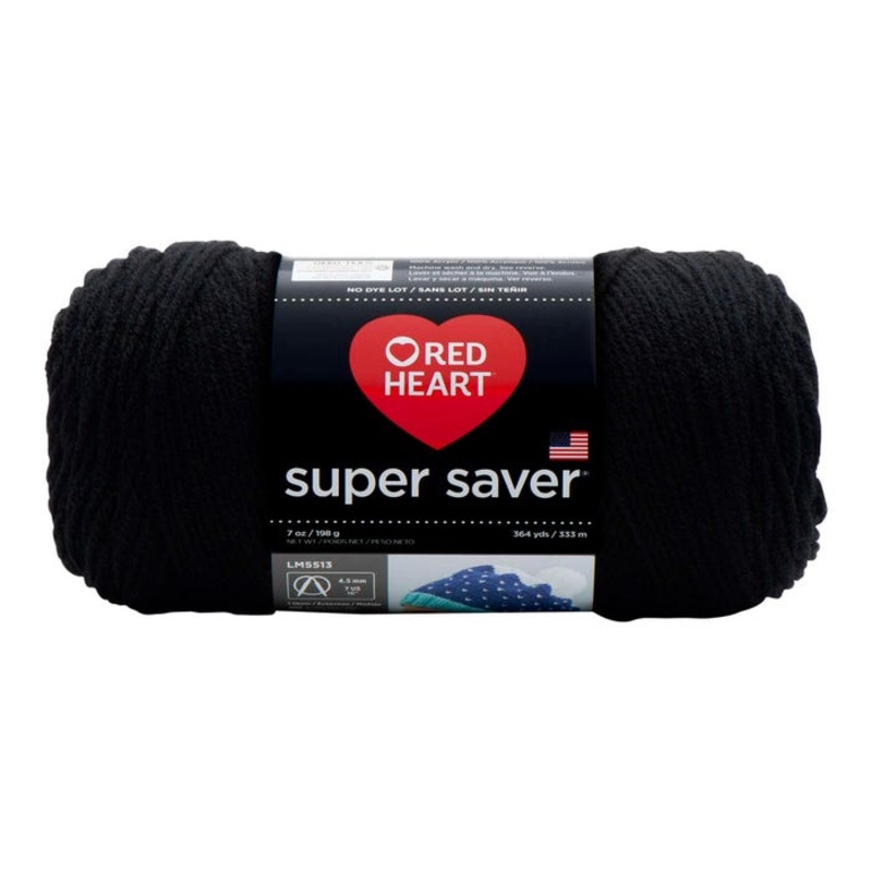 Red Heart Acrylic Economy Super Saver Yarn, 4-Ply, Black, 7 Ounce Skein