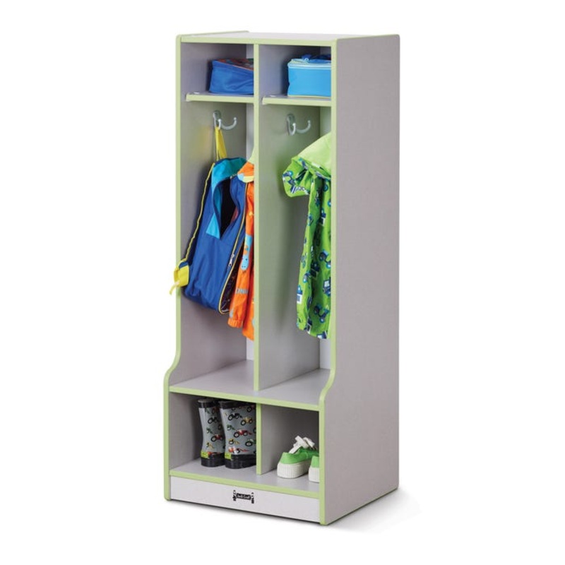 Jonti-Craft Rainbow Accents 2-Section Coat Locker with Step