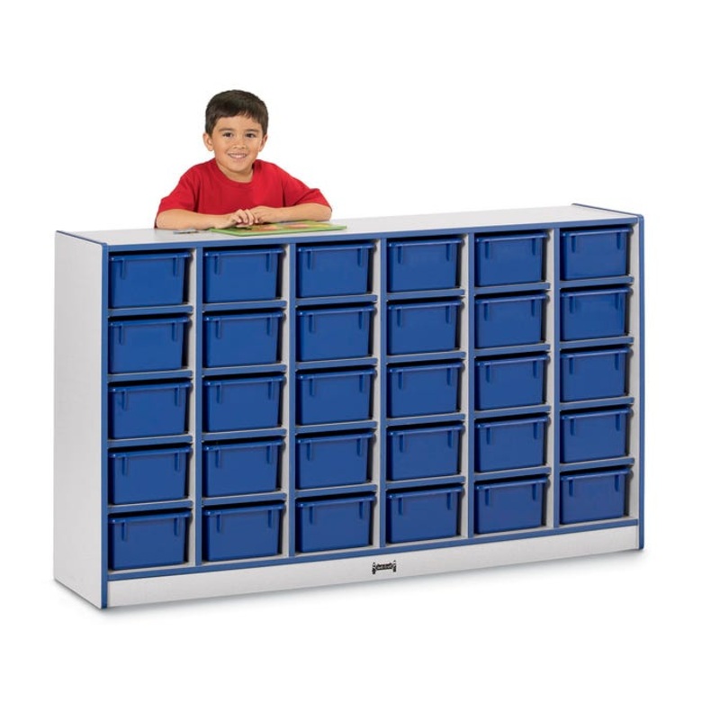Jonti-Craft Rainbow Accents 30 Cubbie-Tray Mobile Storage Unit, 57-1/2 x 15 x 35-1/2 Inches