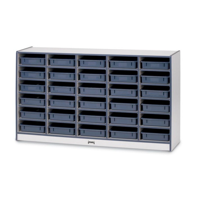 Jonti-Craft Rainbow Accents 30 Paper Tray Mobile Storage Unit with Trays, 60 x 15 x 35-1/2 Inches