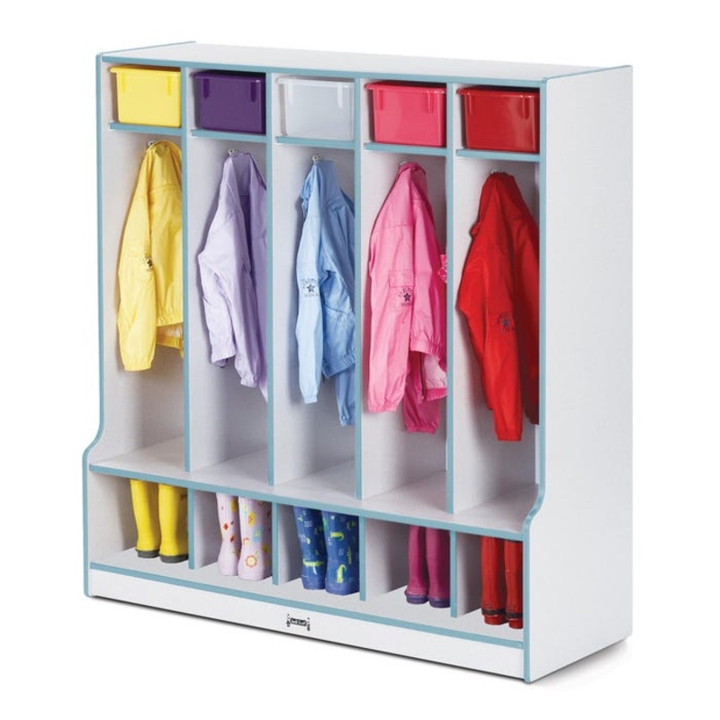 Jonti-Craft Rainbow Accents 5-Section Coat Locker with Step
