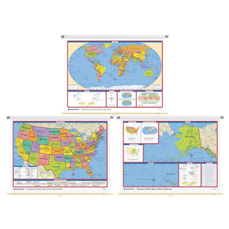 Rand McNally Elementary Political 2 Wall Map Combo