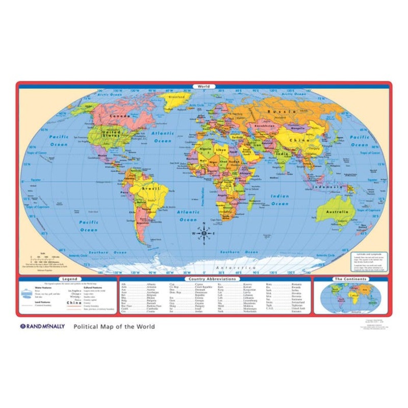 Rand McNally Political United States and World Desk Map, Set of 100