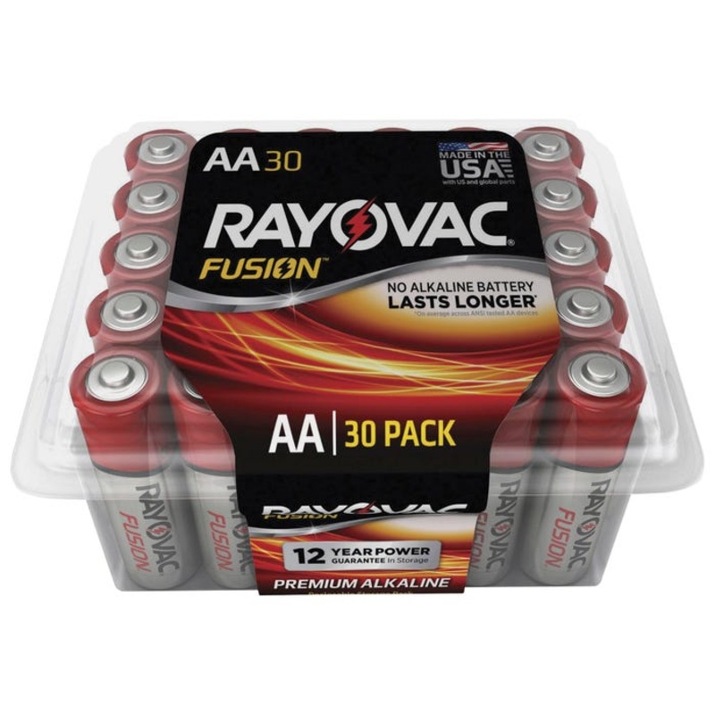Rayovac Fusion Alkaline AA Batteries, Pack of 30