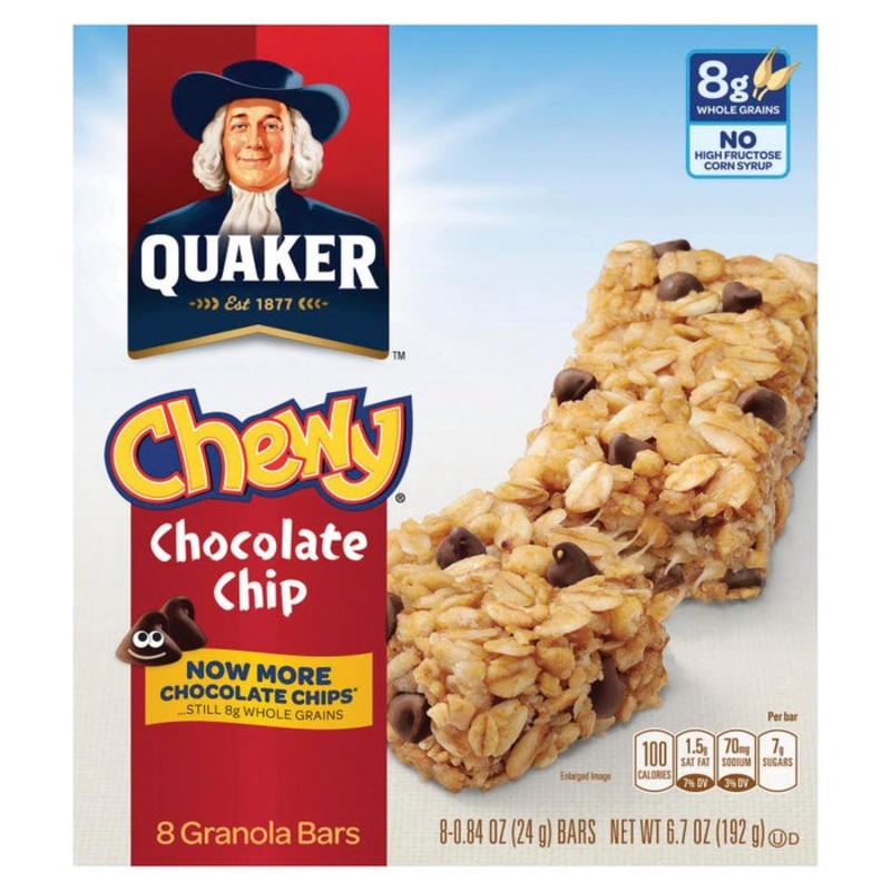 Quaker Oats Chewy Chocolate Chip Granola Bar, 6.7 oz, Pack of 8