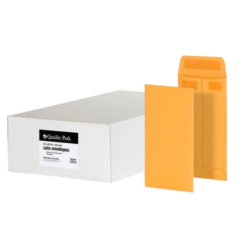 Quality Park #7 Kraft Coin Envelope, 3-1/2 x 6-1/2 Inches, Box of 500