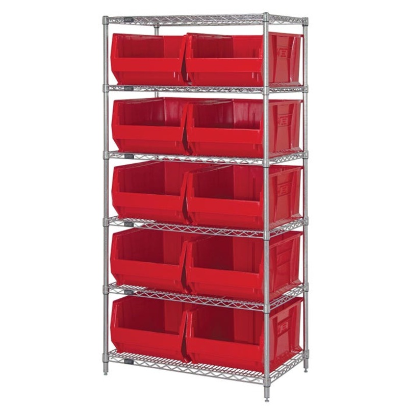Quantum 6-Shelf Steel Storage Shelf Unit with 10 Bins, 36 x 24 x 74 Inches