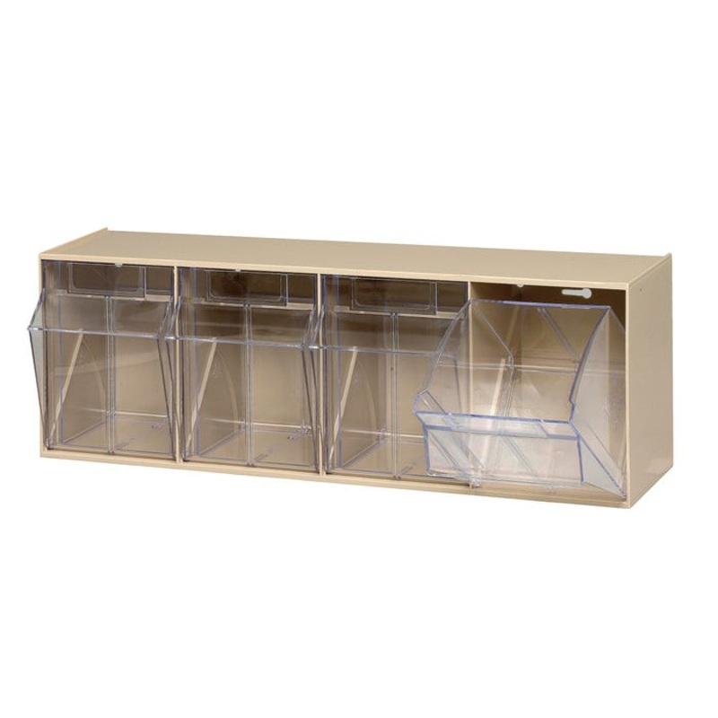 Quantum Clear Tip Out 4-Compartment Storage Bin, 6-5/8 x 23-5/8 x 8-1/8 Inches