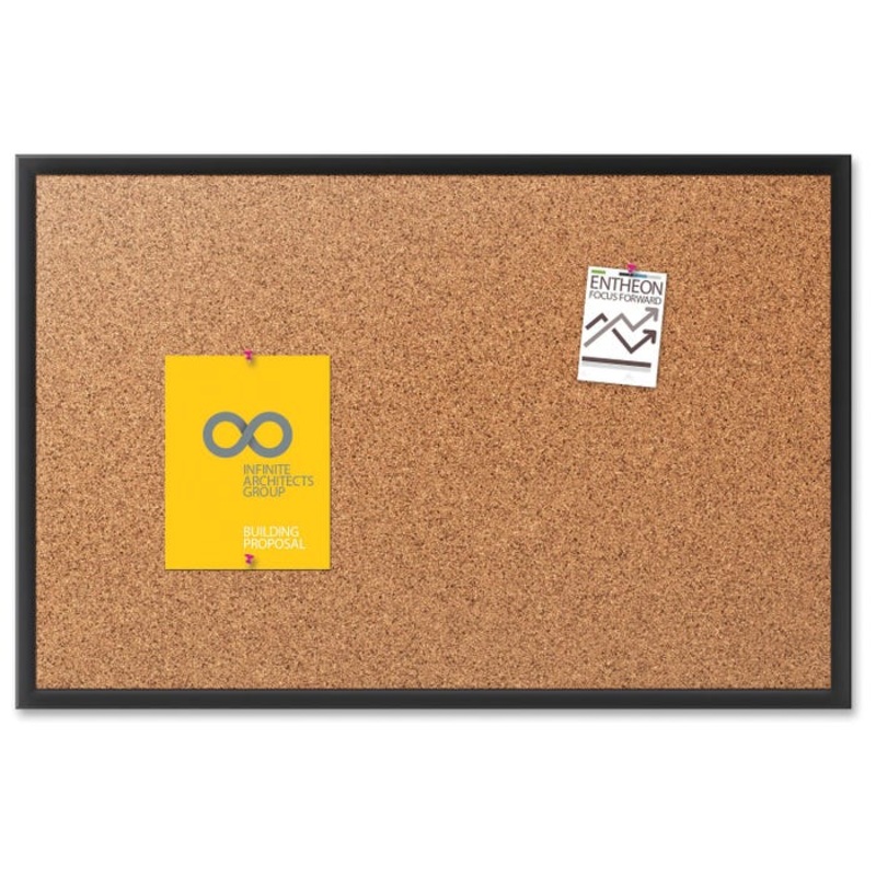 Quartet Bulletin Board, 96 x 48 Inches, Aluminum Frame, Cork, Black