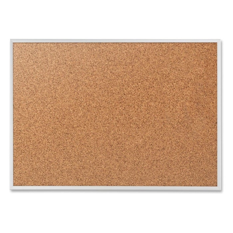 Quartet Bulletin Board with Brackets, 60 x 36 Inches, 1-1/8 in Frame, Aluminum Frame, Cork Horizontal/Vertical Mount