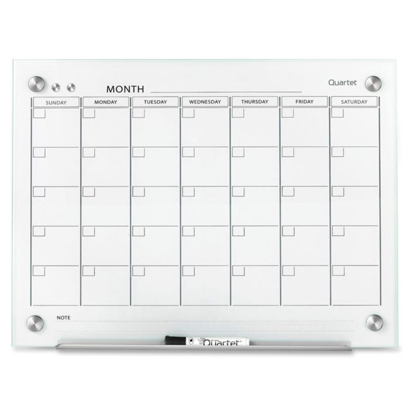 Quartet Infinity 24 in Glass Magnetic Calendar Board, 24 x 18 Inches, White