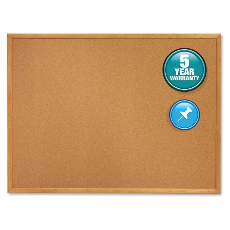 Quartet Resilient Bulletin Board with Brackets, 72 x 48 Inches, Cork, Oak Frame, Horizontal/Vertical Mount