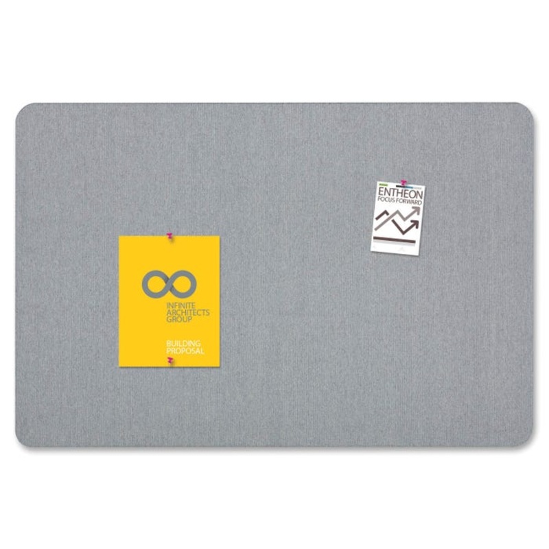 Quartet Unframed Bulletin Board, 48 x 36 Inches, Fabric, Gray, Horizontal/Vertical Mount
